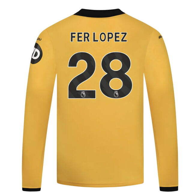 2025-2026 Wolves Long Sleeve Home Shirt - Kids (Fer Lopez 28)