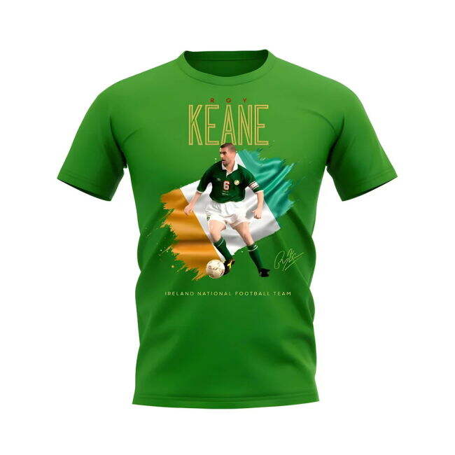 Roy Keane Ireland Image T-Shirt (Green) Worldcup Holland