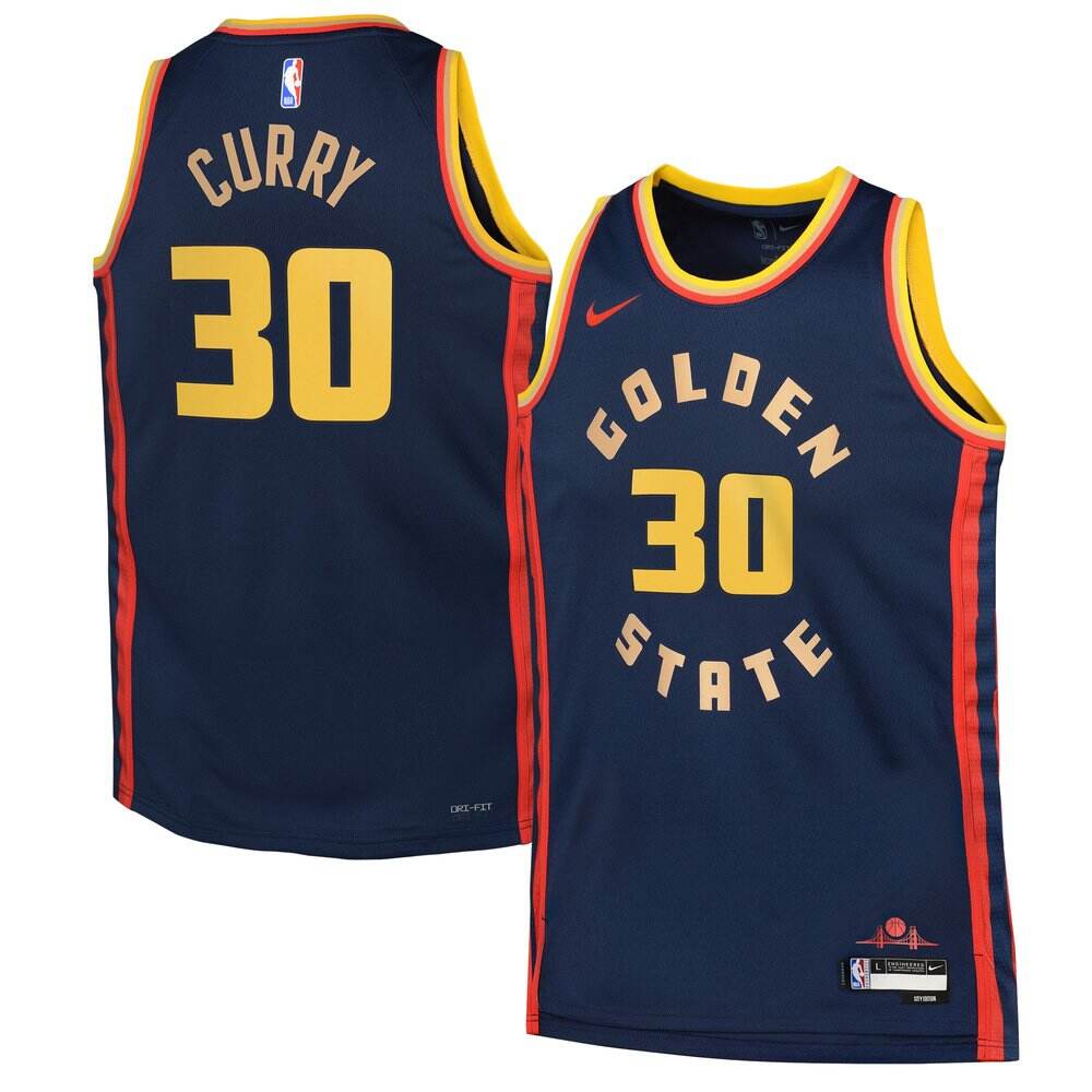 Golden State Warriors Stephen Curry30 Navy Jersey City Edition