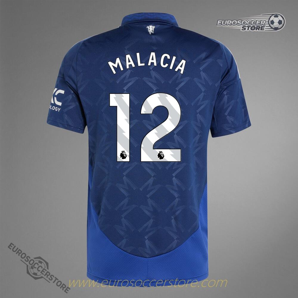 Manchester United's 24-25 Away Jersey featuring MALACIA with the number 12