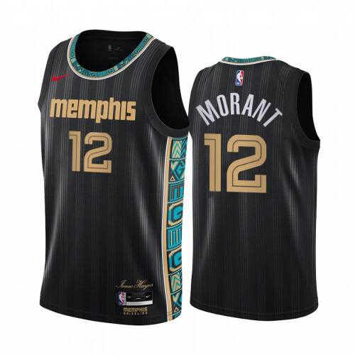 Grizzlies #12 Ja Morant Professional 2020 City NBA Jersey - Black