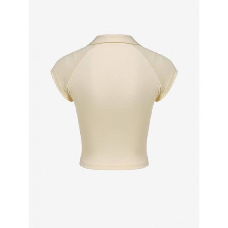 Full Zip Collared Colorblock Cropped Tee VS0995