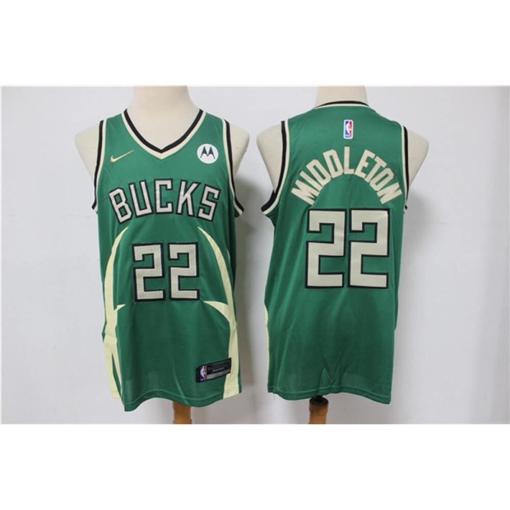 Men's Milwaukee Bucks #22 Khris Middleton Green Stitched Jersey