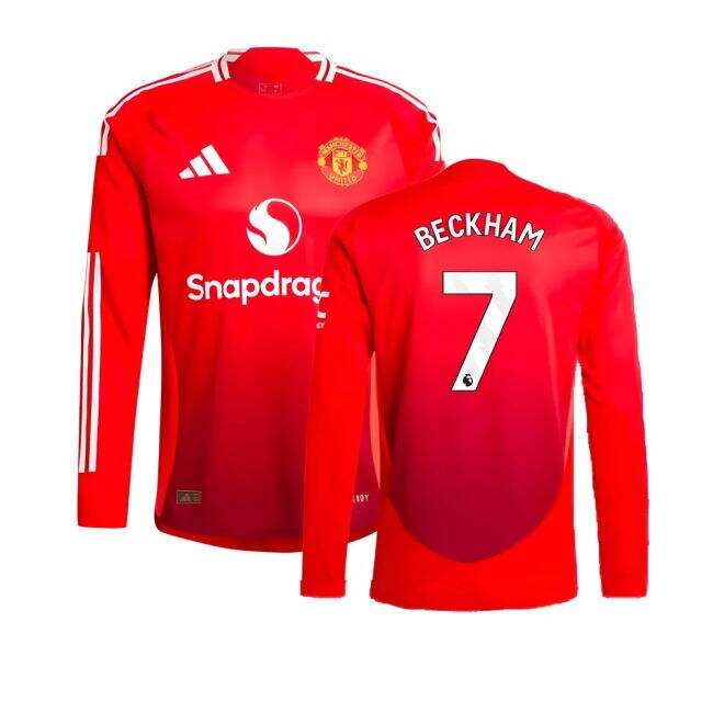 Man Utd Certified 2024-2025 Man Utd Authentic Long Sleeve Home Shir...