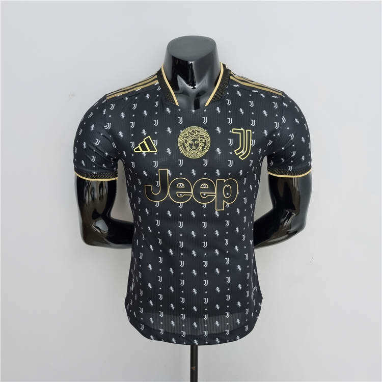 2223 Juventus Versace Black Soccer Jersey Football Shirt - Official