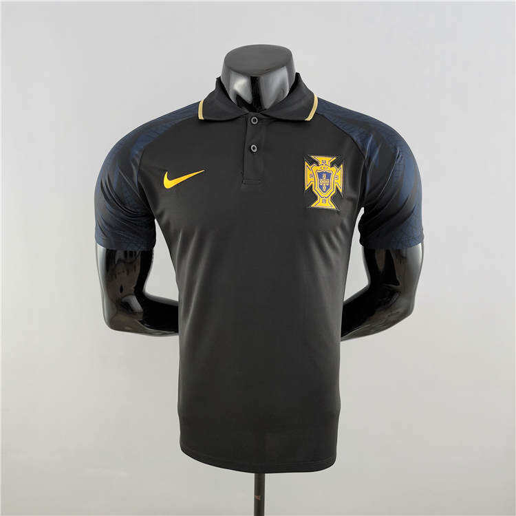 Portugal 2022 World Cup Black Soccer Jersey Polo Shirt - World Cup