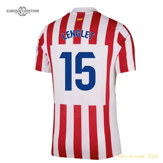 Authentic 2025-2026 Atletico Madrid Home Authentic Shirt (Lenglet 15)