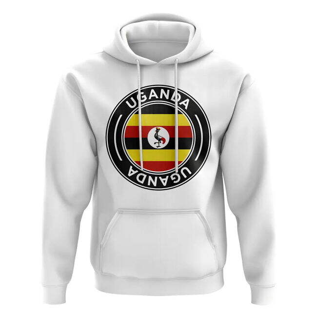 Pro-Grade Uganda Football Badge Hoodie (White) Fan-Favorite