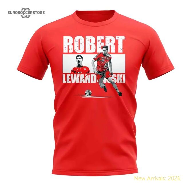 Robert Lewandowski Player Collage T-shirt (red) - Affordable
