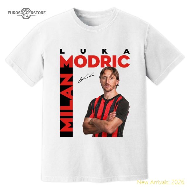 Premium-grade Luka Modric Ac Milan New Signing Supporter Tee (white)