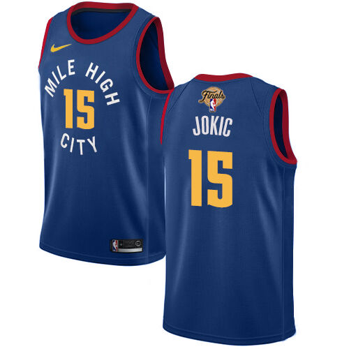 Nike Nuggets #15 Nikola Jokic Blue 2023 NBA Finals Patch Swingman Statement Edition Jersey
