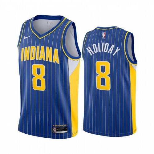 IND Justin Holiday #8 Premium 2020 City NBA Swingman Jersey Blue