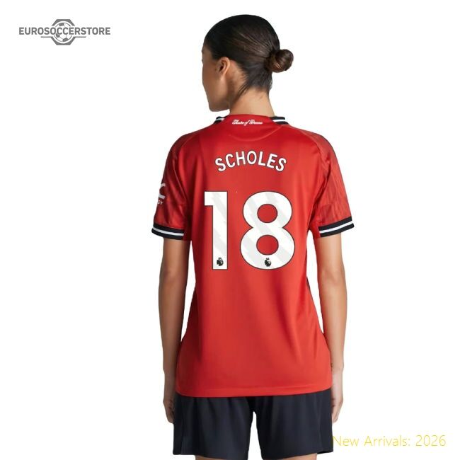 Official 2025-2026 Man Utd Authentic Home Shirt (womens) (scholes 18