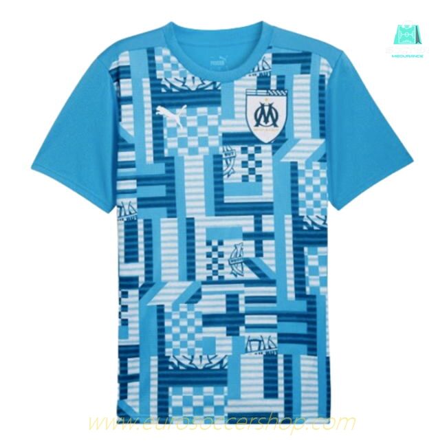 2024-2025 Marseille Pre-Match SS Shirt (Bleu Azur)
