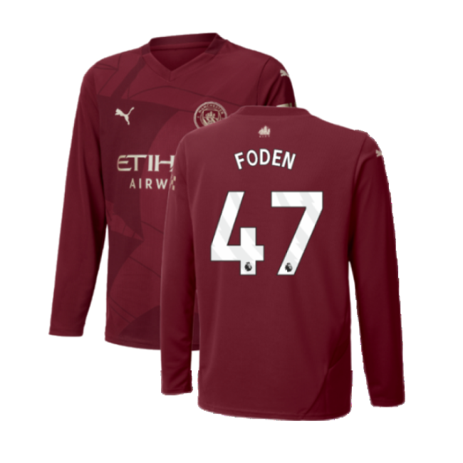 Third Shirt for Man City Long Sleeve 2024-2025 (Kids