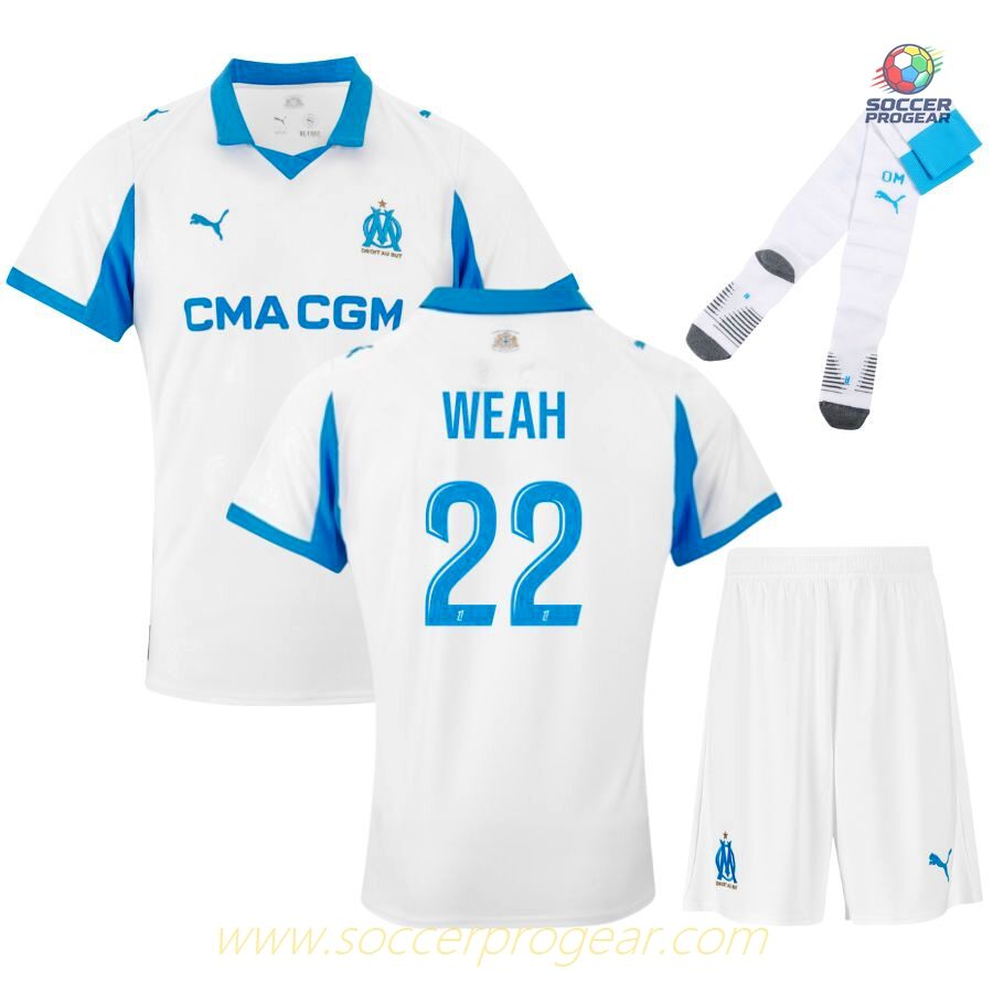 OM Match Quality Home Children Soccer Uniform Team Jersey 2025/26 Collection Weah