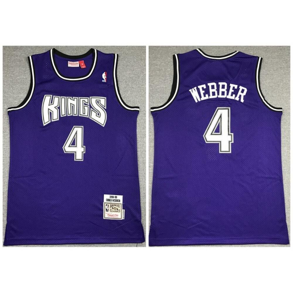 Men's Sacramento Kings #4 Chris Webber Purple Throwback Stitched Jersey