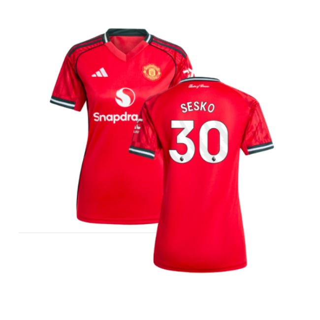 True Football Man Utd Home Shirt Womens Sesko #30 Authentic Design...
