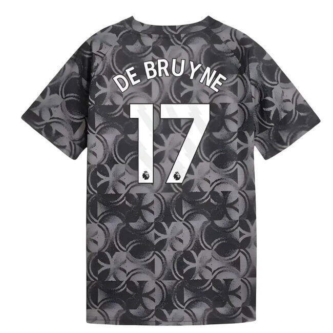 2025-2026 Man City Warm Up Jersey (Black) - Kids (De Bruyne 17)
