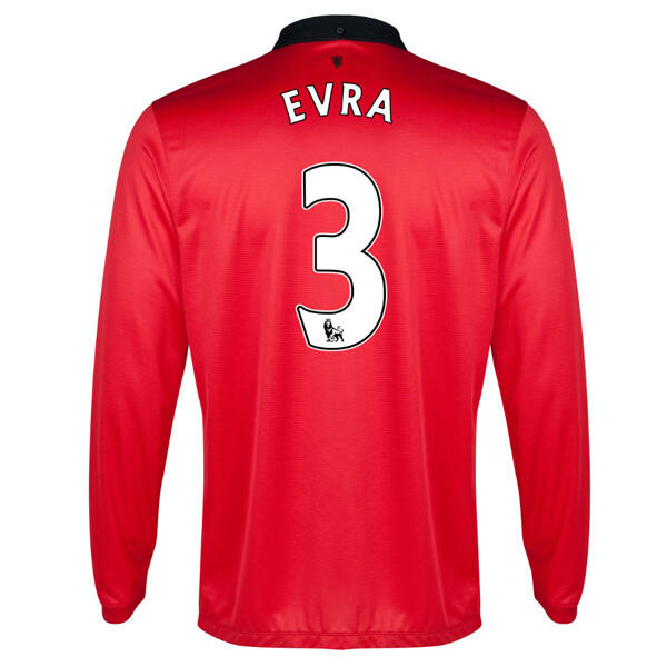 13-14 Manchester United 3 Evra Home Long Sleeve Jersey Shirt -