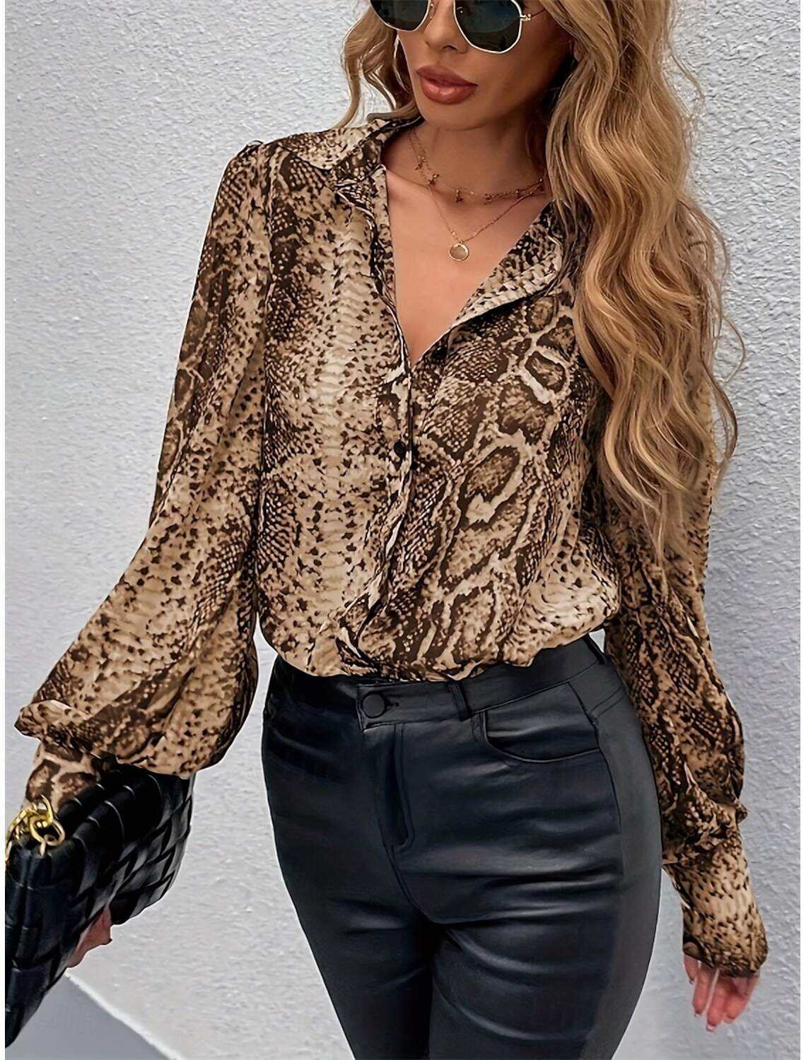 Women's Shirt Elegant Stylish Casual Regular Tops Long Sleeve Shirt Collar Loose Fit Work Daily Going out Spring Fall Winter