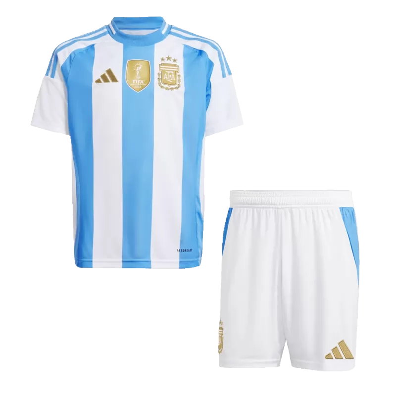 Argentina Home Kids Soccer Jerseys Kit Copa America 2024 Authentic Kit