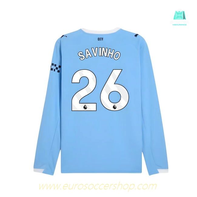 2025-2026 Man City Long Sleeve Home Shirt (Savinho 26)