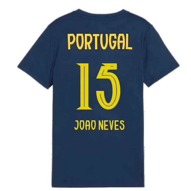 2025-2026 Portugal Casuals Tee (Persian Blue) - Kids (Joao Neves 15)