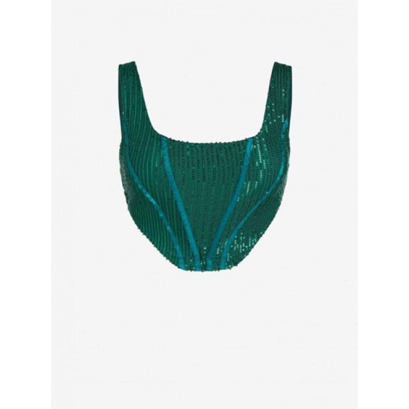 Sequined Piping Corset-style Tank Top JQ2923