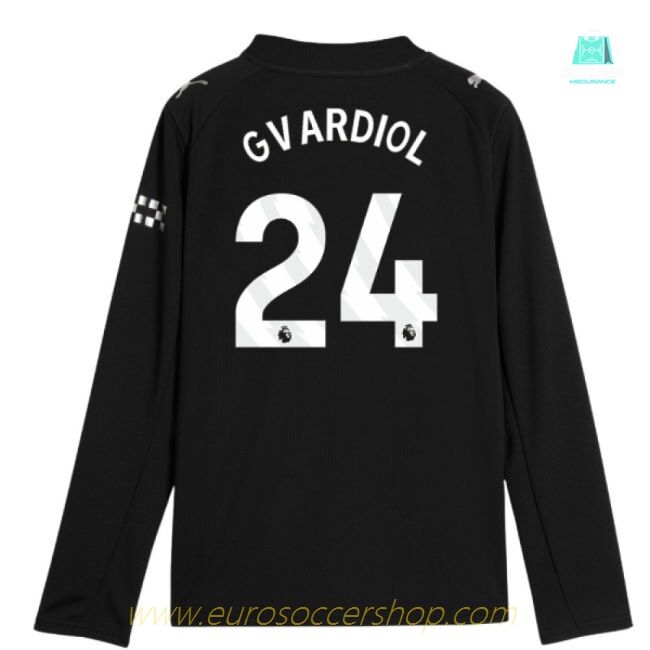 2025-2026 Man City Long Sleeve Away Shirt (Kids) (Gvardiol 24)
