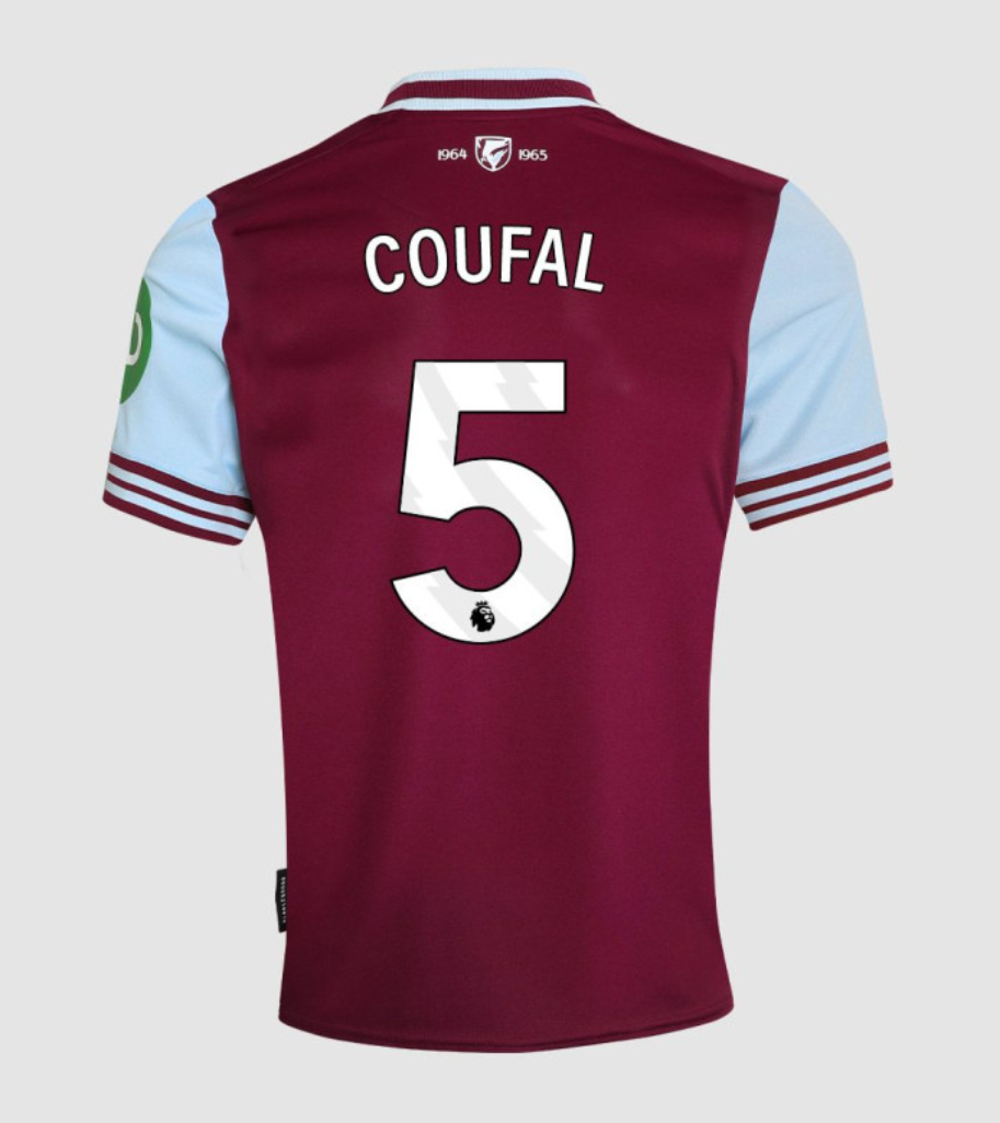 West Ham United 24-25 Season Home COUFAL Number 5 Football Jersey