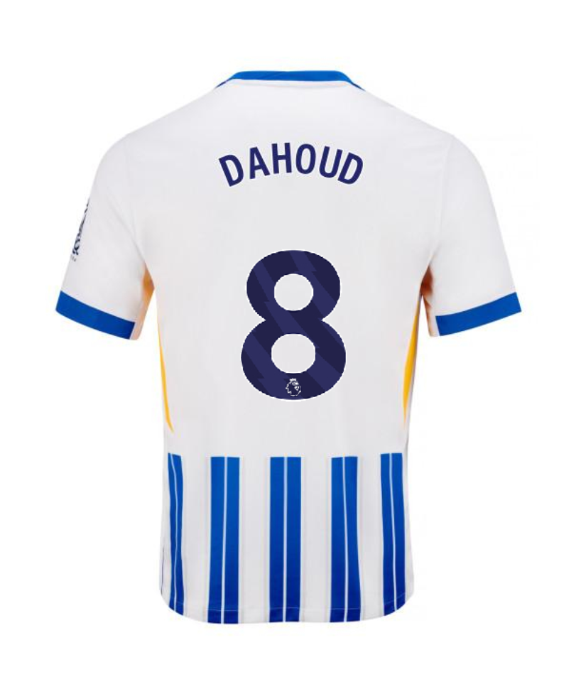 Brighton Hove Albion's 24-25 Season Home Jersey Featuring DAHOUD with Number 8