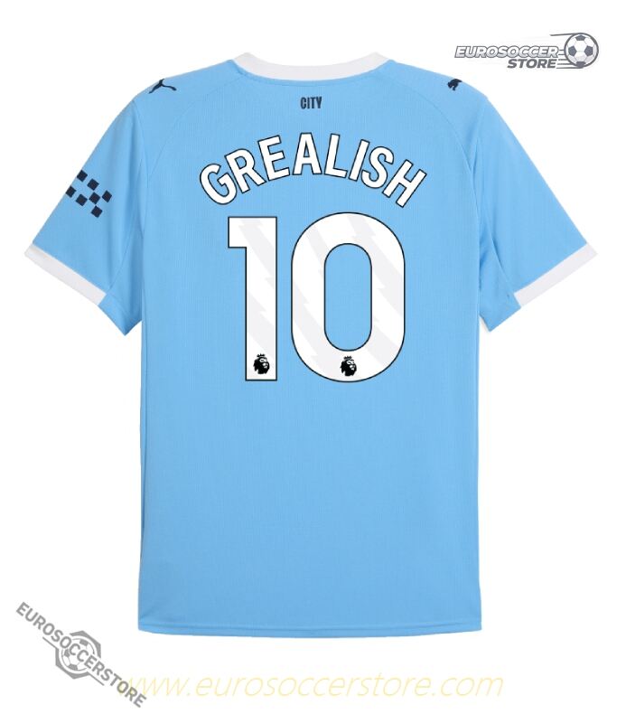 Manchester City's 25-26 Home Jersey, featuring Grealish with the number 10.