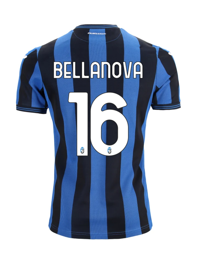 Atalanta's 24-25 Home Jersey featuring BELLANOVA with the number 16