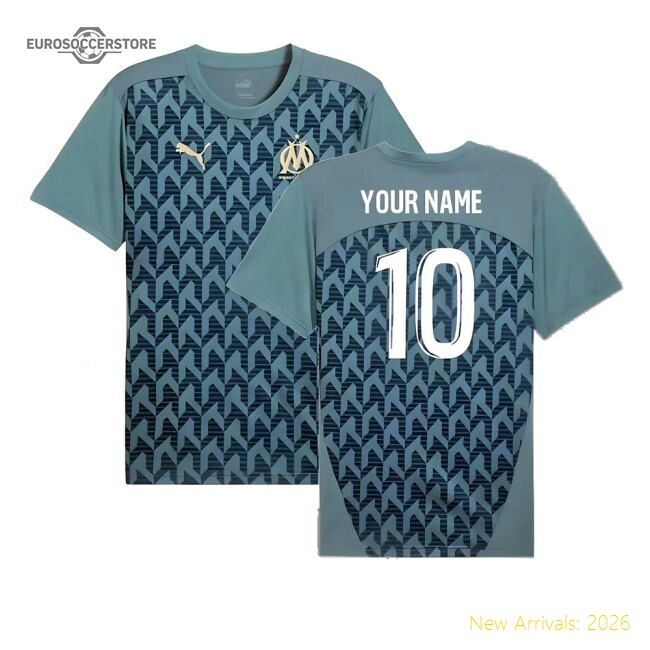 Genuine 2024-2025 Marseille Pre-Match Shirt (Bold Blue) (Your Name)
