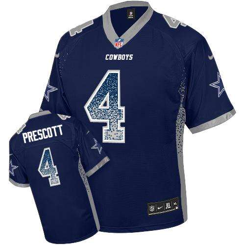 NFL Dallas Cowboys D. Prescott #4 Navy Drift Fashion Elite Jersey