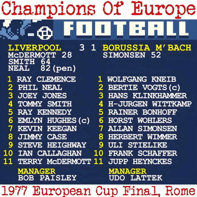 1977 European Cup Final (Liverpool) Retrotext t-shirt - White