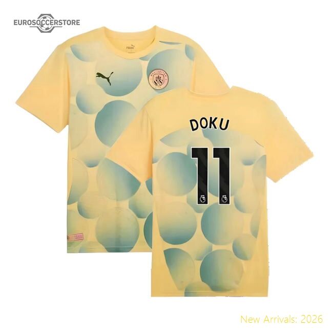 Premium 2024-2025 Man City Prematch Ss Shirt (flaxen) - Kids (doku