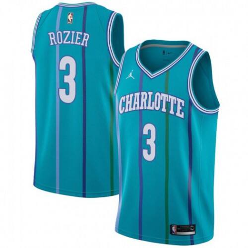 Nike Charlotte Hornets #3 Terry Rozier Aqua NBA Jordan Swingman Hardwood Classics Jersey Mens