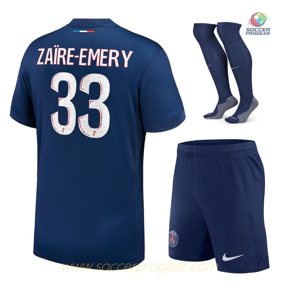 PSG Home Childrenren's Soccer Uniform Soccer Football Shirt 2024-2025 Season Zaire Emery