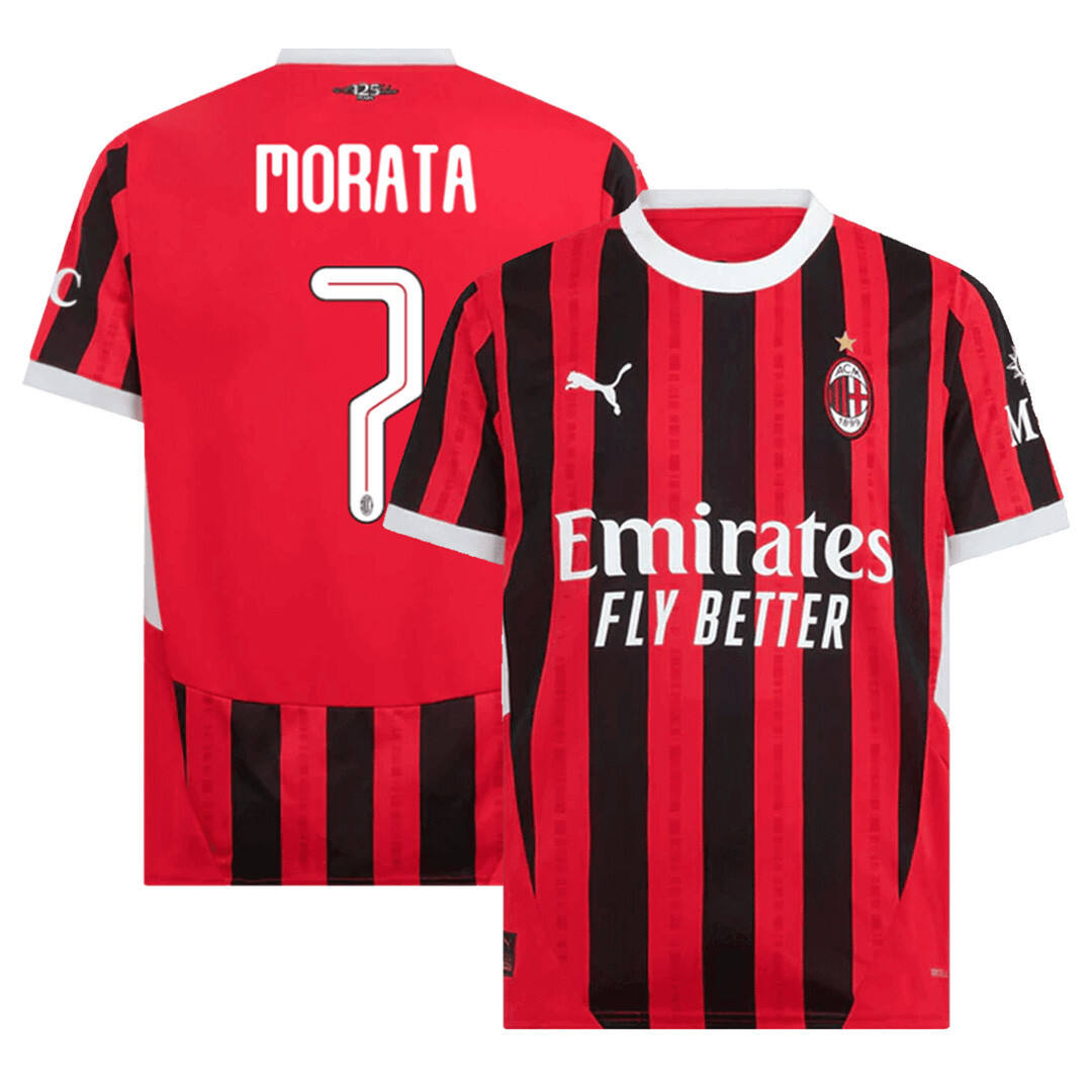 AC Milan 2425 Home Shirt MORATA 7 - UCL Font - Official Replica 9333