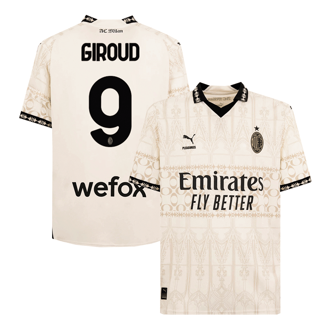 GIROUD #9 AC Milan X Pleasures Fourth Away Soccer Jersey 2023/24Authen