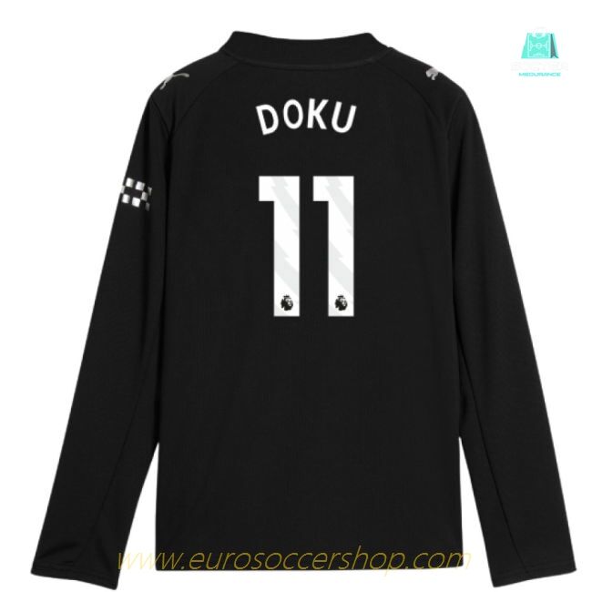 2025-2026 Man City Long Sleeve Away Shirt (Kids) (Doku 11)