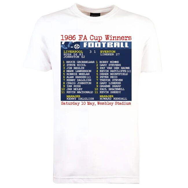 1986 FA Cup Final (Liverpool) Retrotext T-Shirt - White