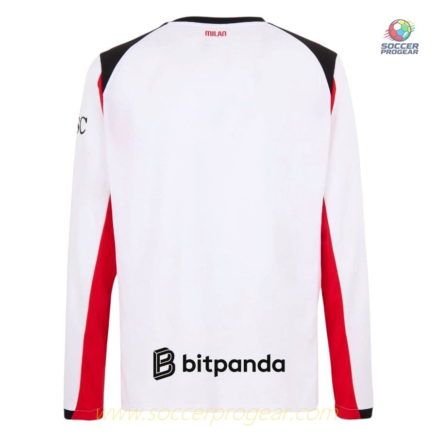 AC Milan Away Football Team Jersey 2025-26 Edition Long-Sleeve