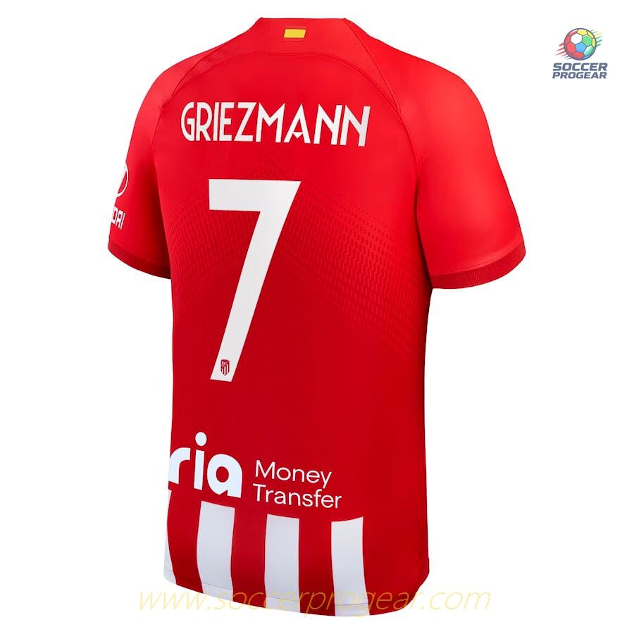 Atletico Madrid Home Children's Edition Soccer Uniform Team Shirt 2023 2024 Griezmann