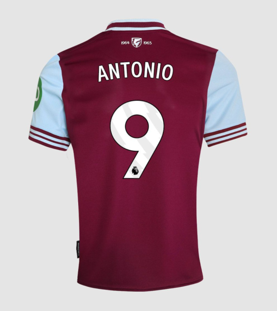 West Ham United's 24-25 Season Home Jersey with ANTONIO 9