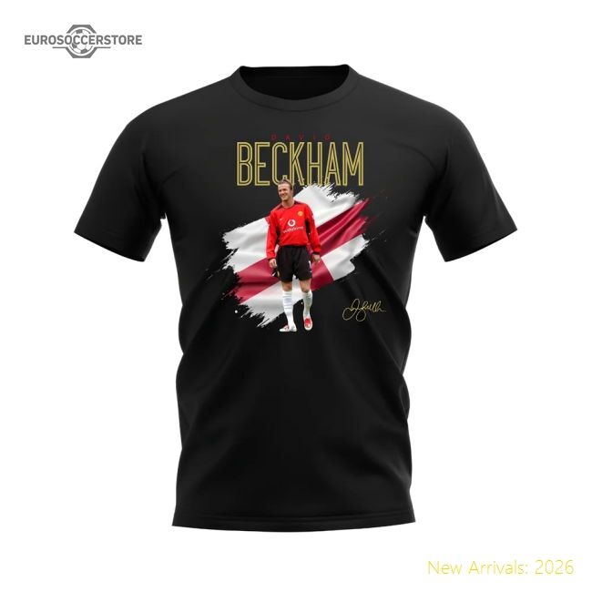 Official David Beckham Manchester United And England T-shirt (black