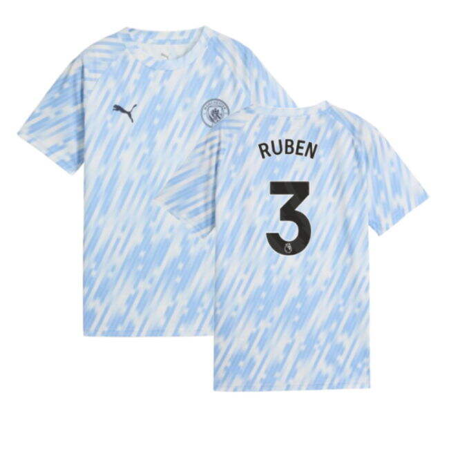2025-2026 Man City Warm Up Jersey (Silver Sky) - Kids (Ruben 3)