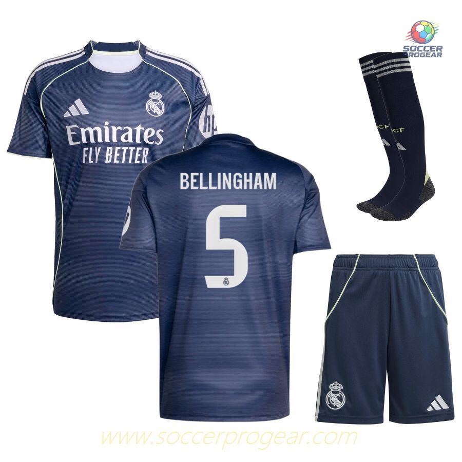 Real Madrid Away Youth Soccer Uniform Football Jersey 2025/26 Collection Bellingham